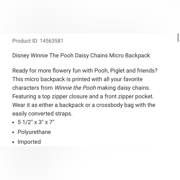 NWT Disney Winnie The Pooh Daisy Chains Micro Backpack - Picture 11 of 11